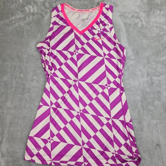 Nike Pro Tank Top Womens Size Small Fitted Sleeveless Dri-Fit Purple‎ V-Neck - Picture 1 of 7